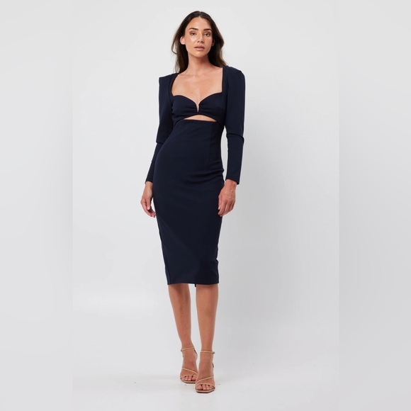Elliatt Scarlette Long sleeve Dress in Navy Size L - Picture 1 of 1